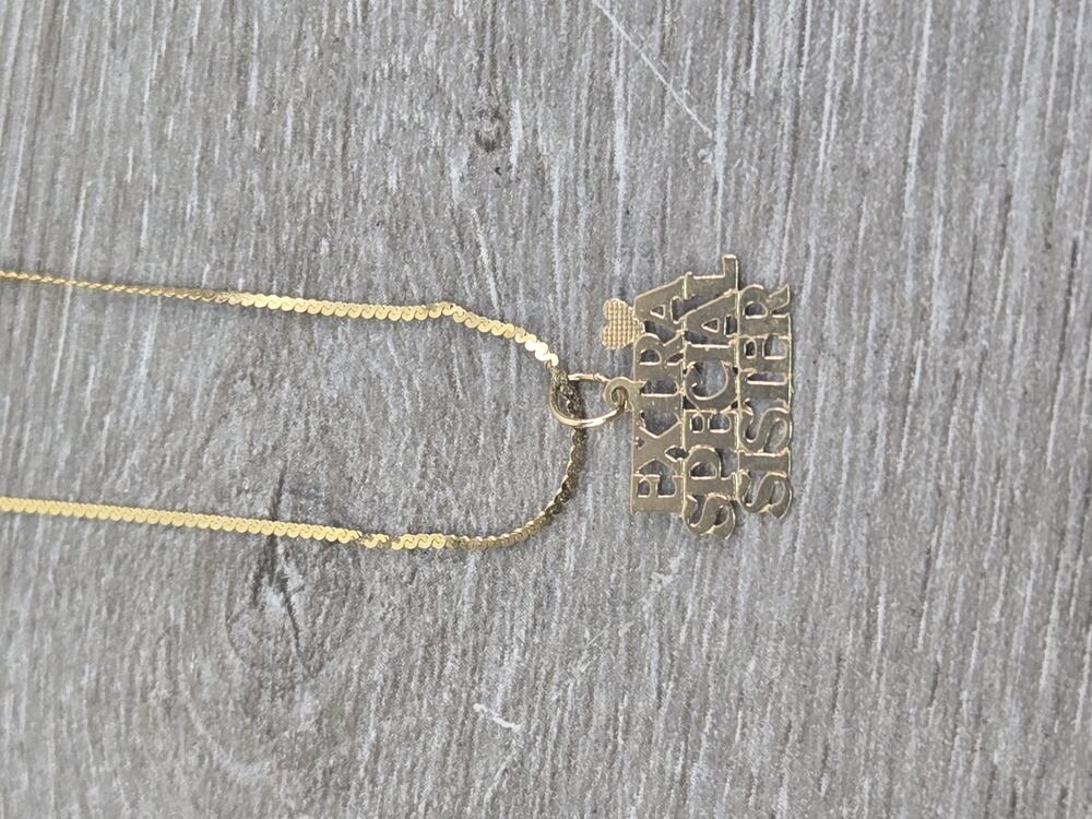 14K Yellow Gold "Extra Special Sister" Pendant w/ Chain Necklace
